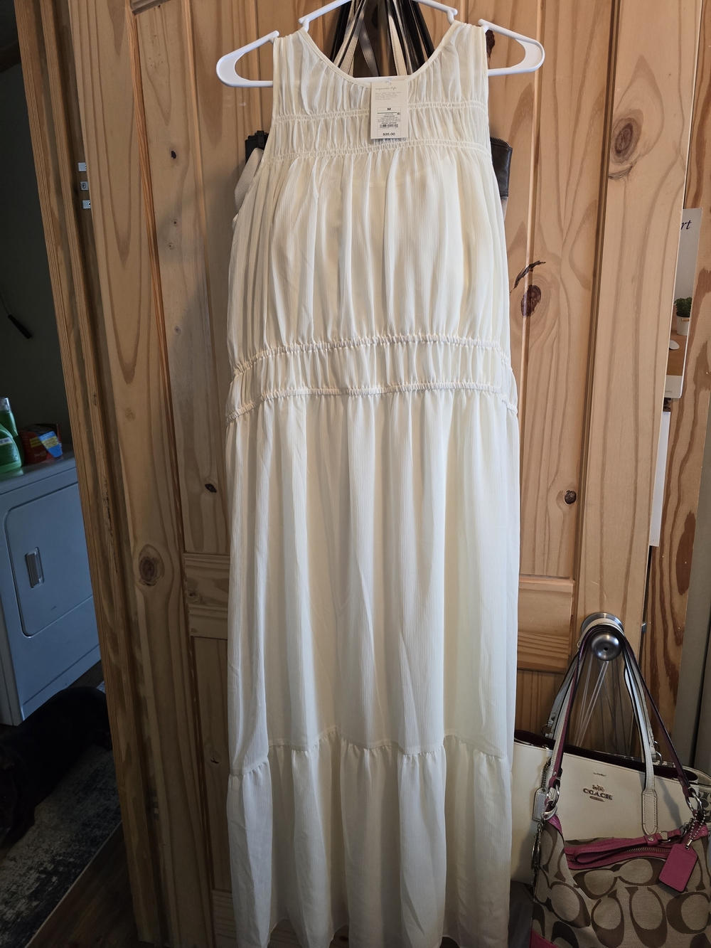 Fable And Mane Women's Cream Maxi Dress with Smocked Bodice